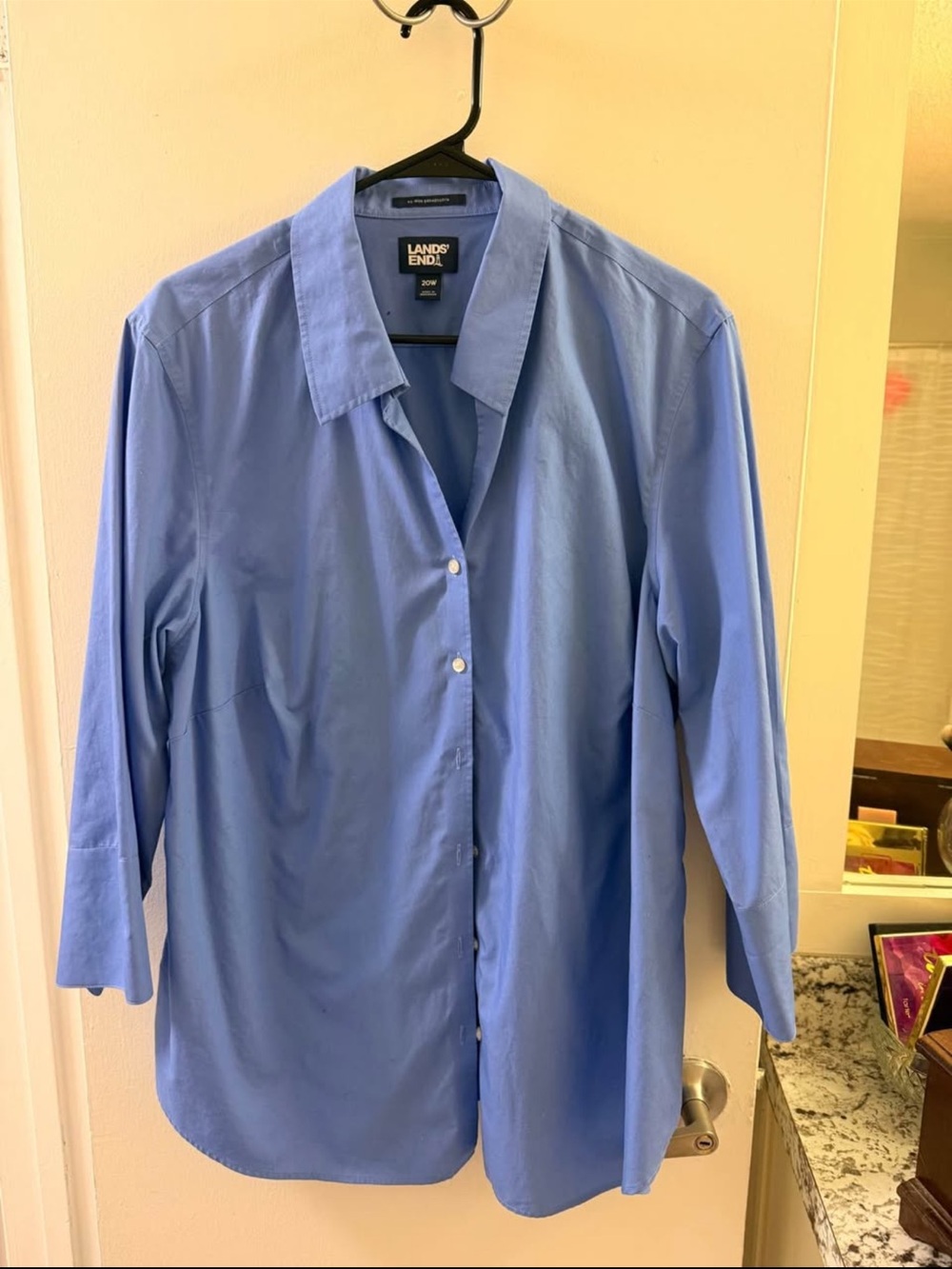 Lands' End Women's Light Blue Button-Down Shirt